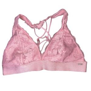 Victoria's Secret bra bralette lace dusty pink strappy back padded top sexy SZ M
